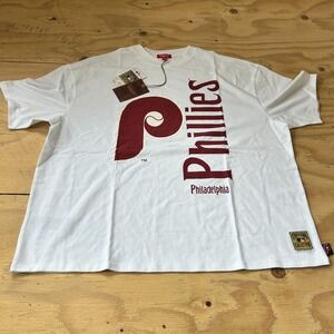 Mitchell & Ness WOMENS 2XL White Philadelphia Phillies Short Sleeve Shirt MLB